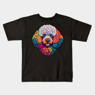 Cute Vivid Colorful Poodle Face Kids T-Shirt